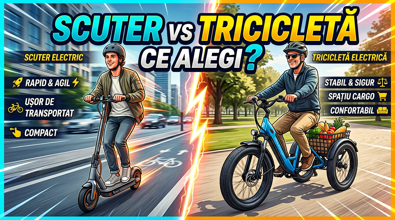 Scuter vs tricicletă electrică – ce alegi în funcție de nevoi? - articol vehicule electrice fără permis
